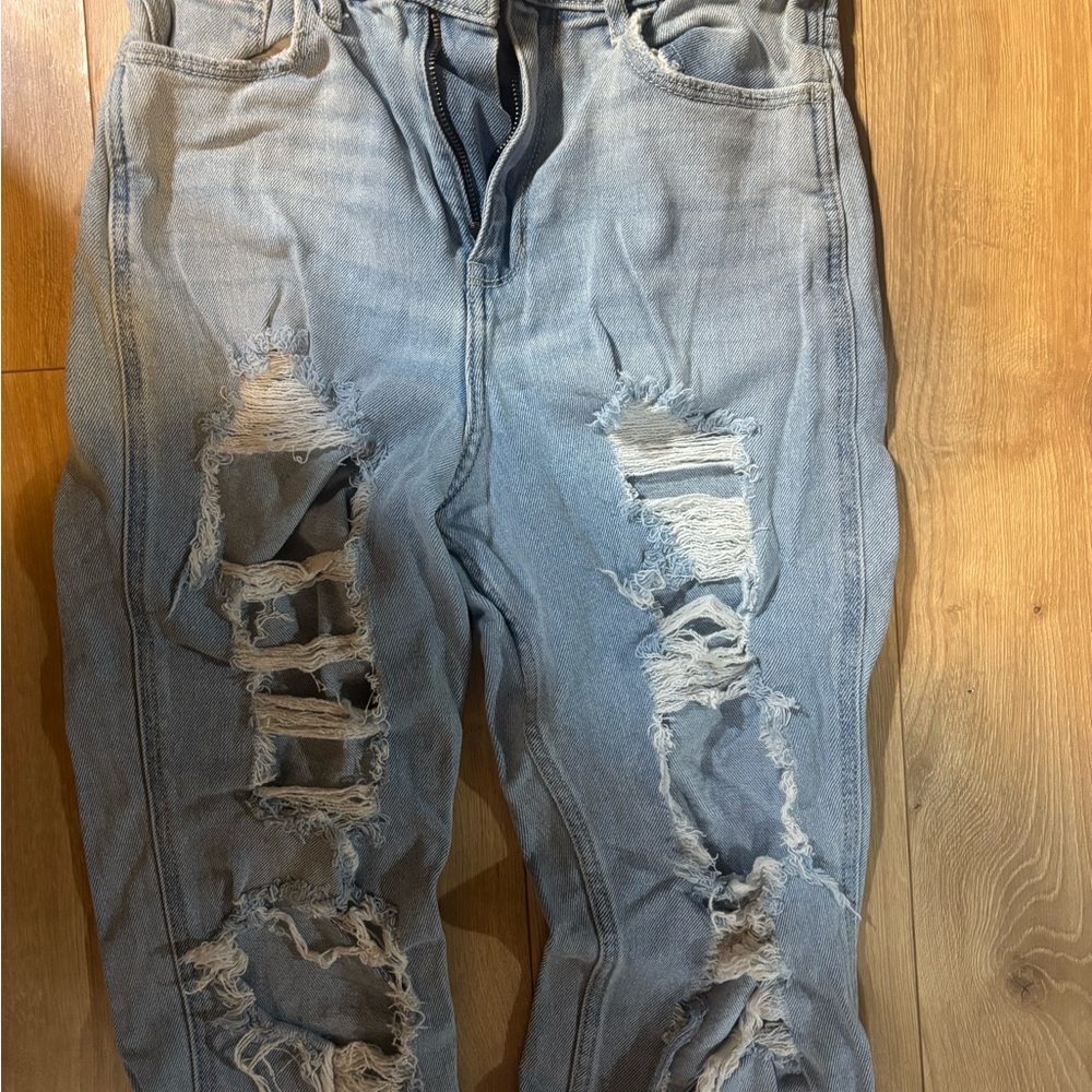 Hollister Men's Ripped Light Blue Skinny Jeans